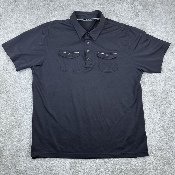 TravisMathew Mens Polo Shirt XXL‎ Navy Double Chest Pockets Casual Golf Classic - Picture 10 of 11